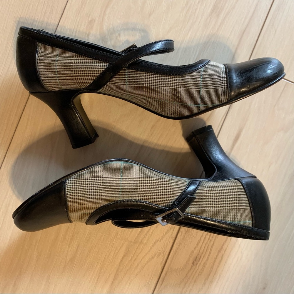 Plaid Heels with Black Tips